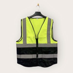 Two Tone Reflective Vest With Zip And Pockets